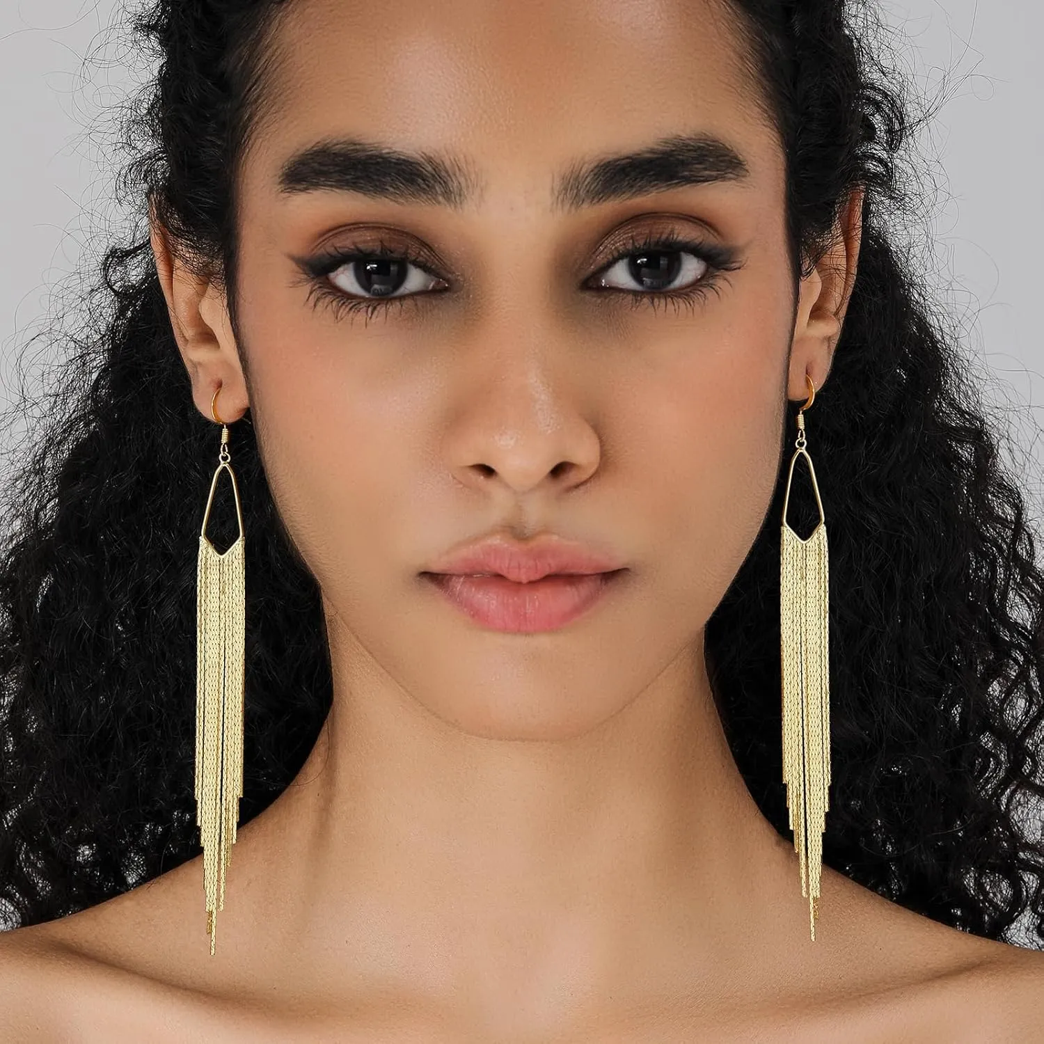 Tassel Earrings Long Tassel Dangle Drop Earrings for Woman Silver/Gold Boho Linear Tassel Drop Dangling Chain Earrings Wedding Bridesmaid Jewelry