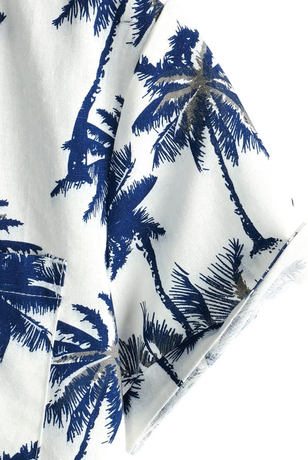 VATPAVE Mens Hawaiian Floral Shirts Cotton Linen Casual Button Down Short Sleeve Beach Shirts