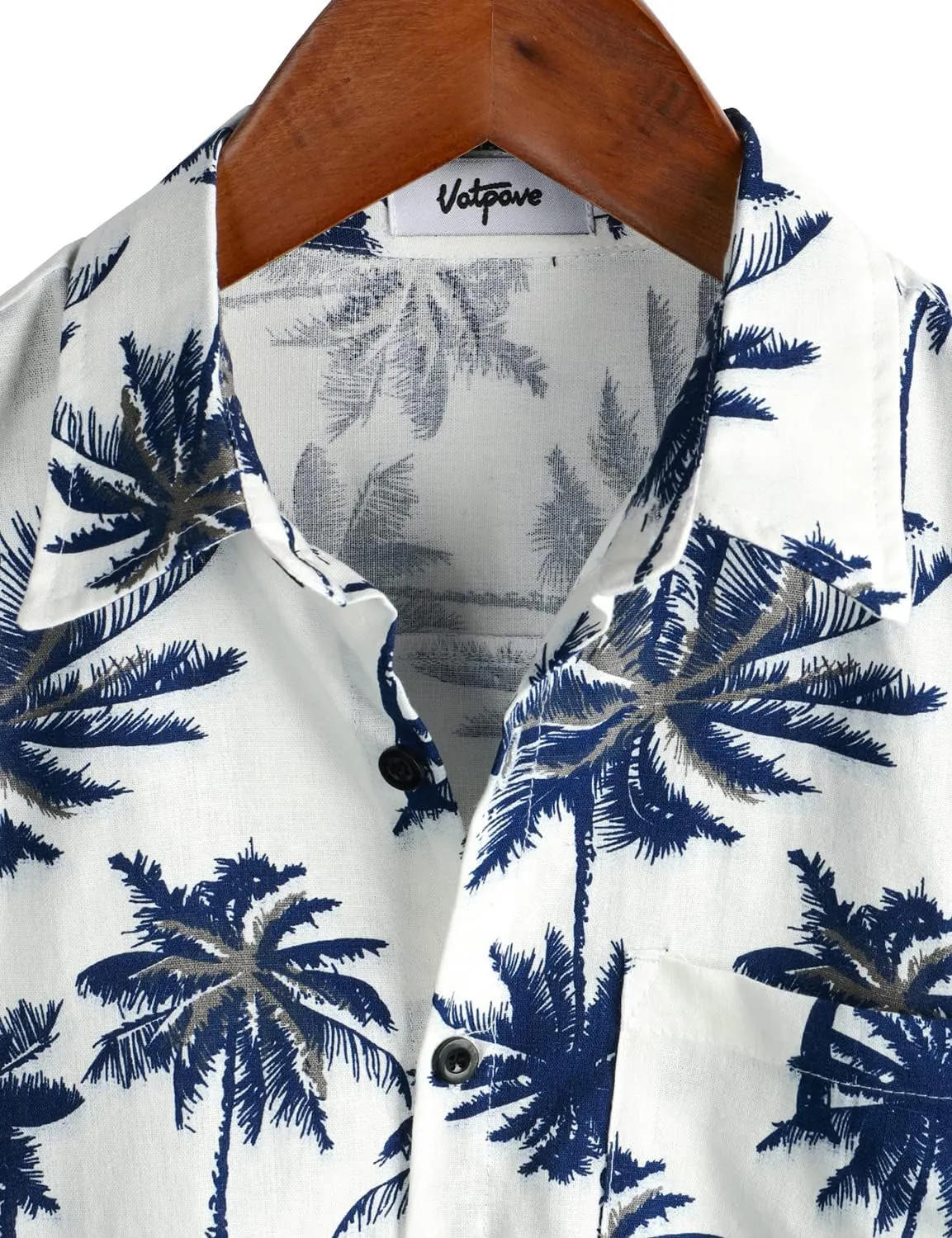 VATPAVE Mens Hawaiian Floral Shirts Cotton Linen Casual Button Down Short Sleeve Beach Shirts