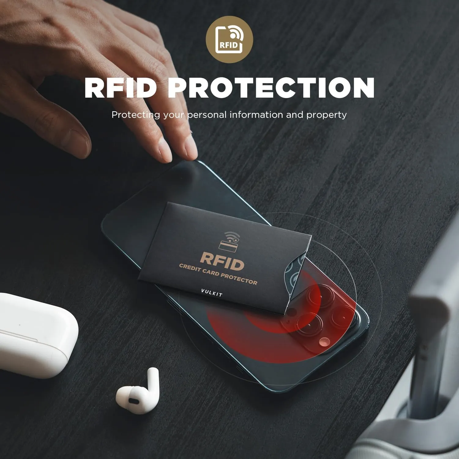 VULKIT RFID Blocking Sleeves 4 Passport Holders, Anti-Theft RFID Blocker Sets Travel Essentials Fits Bags & Purses
