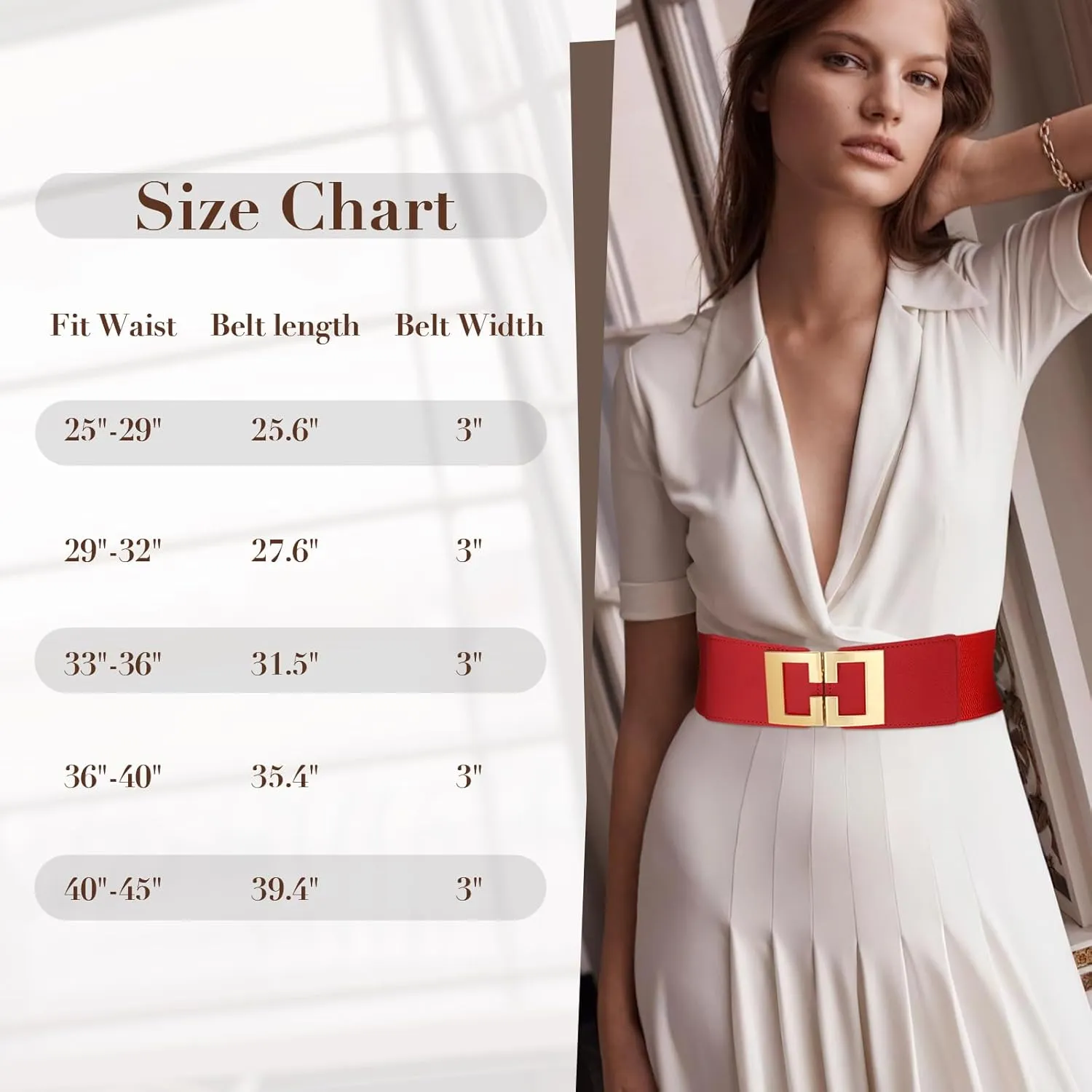 Wide Elastic Belts for Women Dresses Fashion Stretchy Waist Belt with Gold Buckle