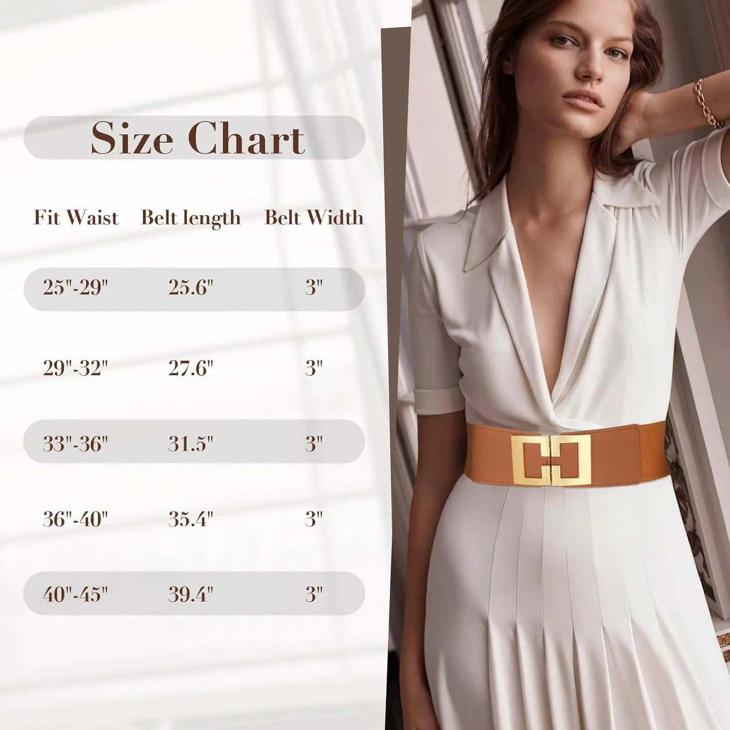 Wide Elastic Belts for Women Dresses Fashion Stretchy Waist Belt with Gold Buckle