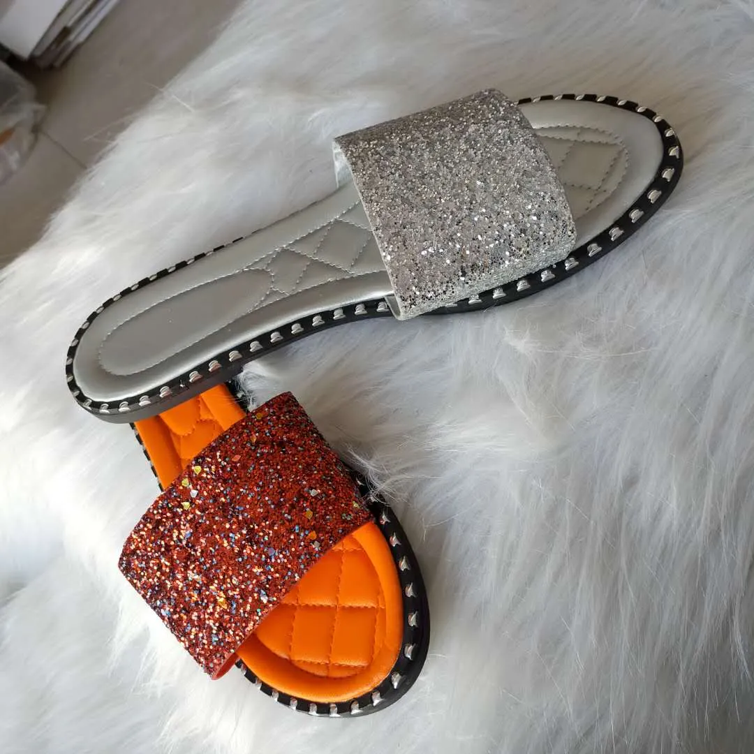Women's sequined flat slippers  ( SL8096)