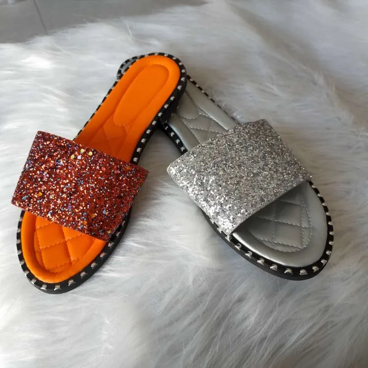 Women's sequined flat slippers  ( SL8096)