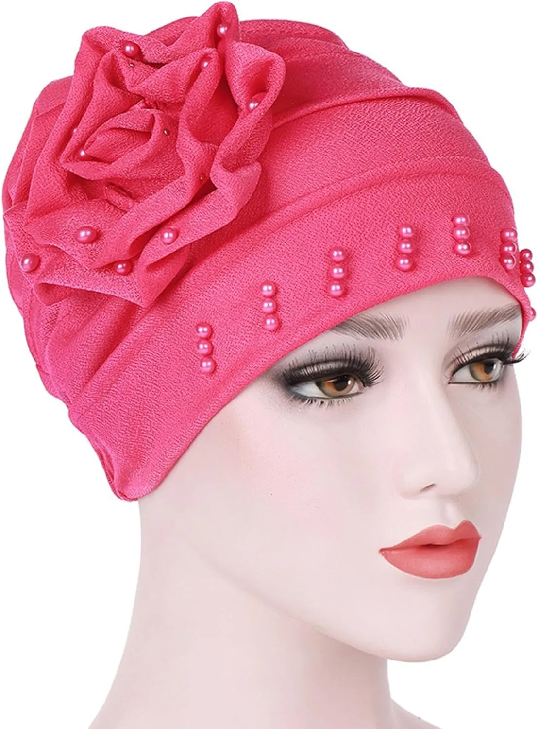 Women's Turban Flower Caps Chemo Headwear Cap Vintage Soft Turbans Beanies Headscarf Elastic Headwrap Hat