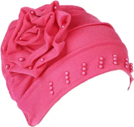 Women's Turban Flower Caps Chemo Headwear Cap Vintage Soft Turbans Beanies Headscarf Elastic Headwrap Hat